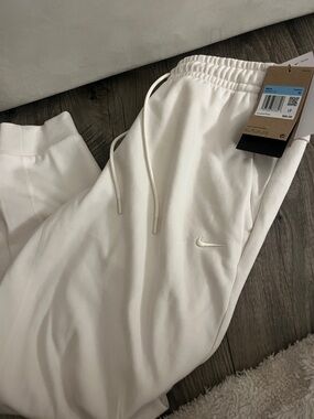 Nike White Embroidered Swoosh Training Pants